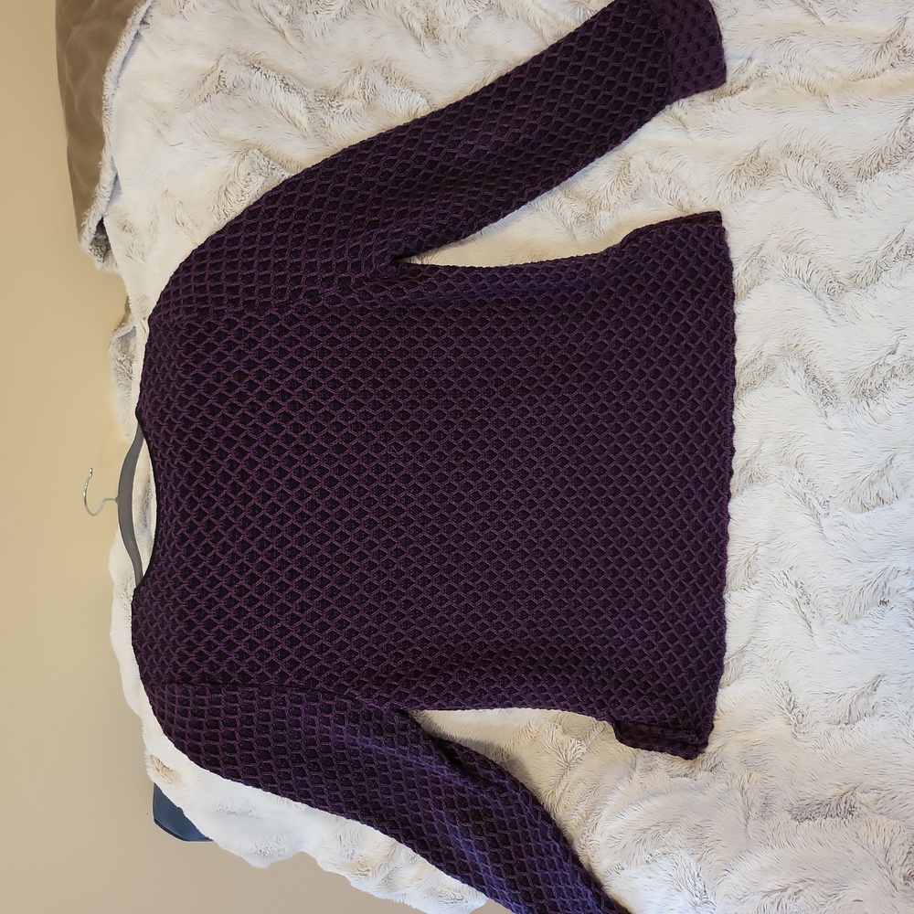 Habitat ladies waffle knit sweater, purple, size large - Picture 3 of 5